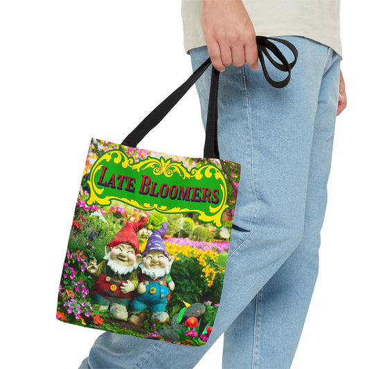 Late Bloomers Gnomes Tote Bag (available in three sizes)