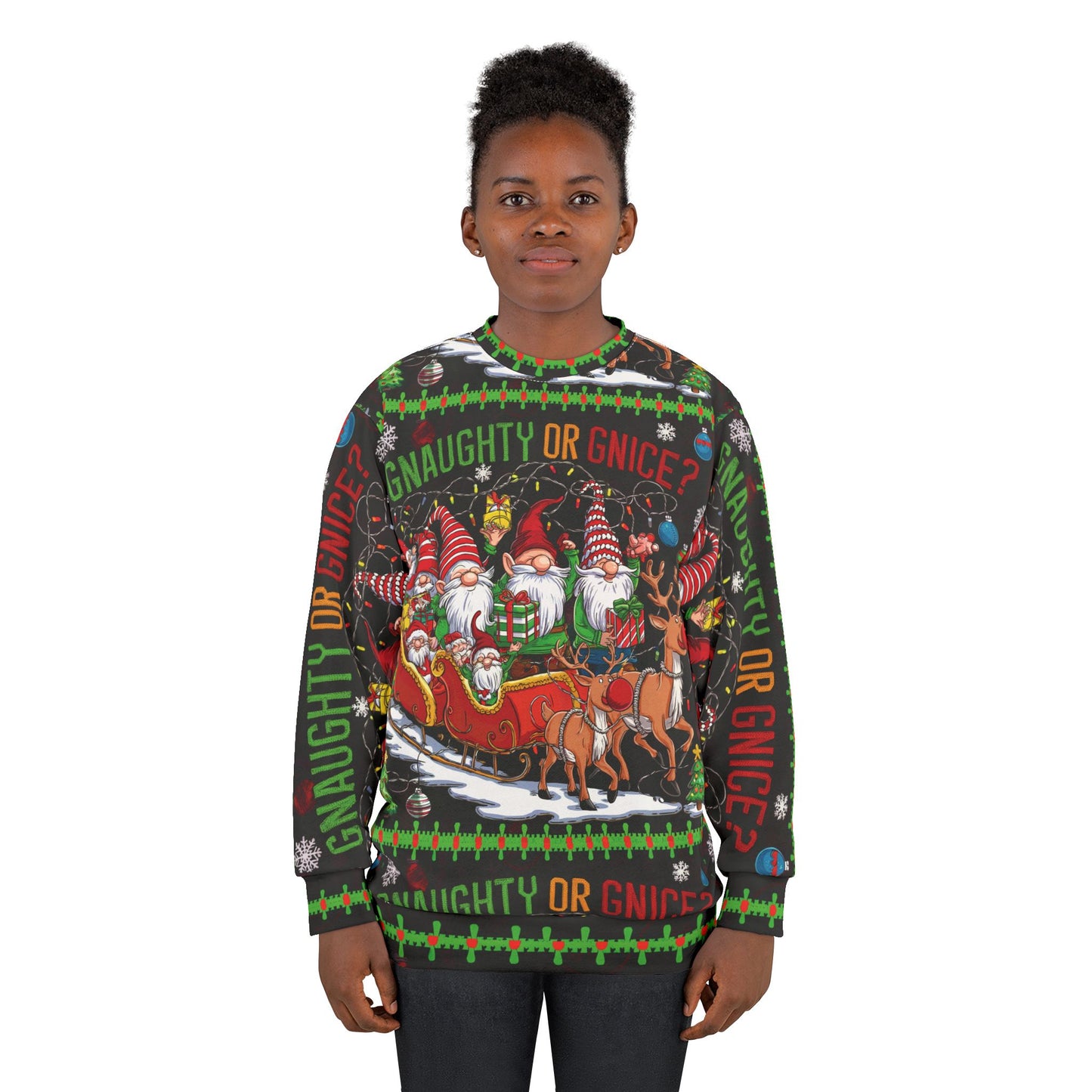 Gnome Ugly Christmas Sweatshirt - Gnaughty or Gnice